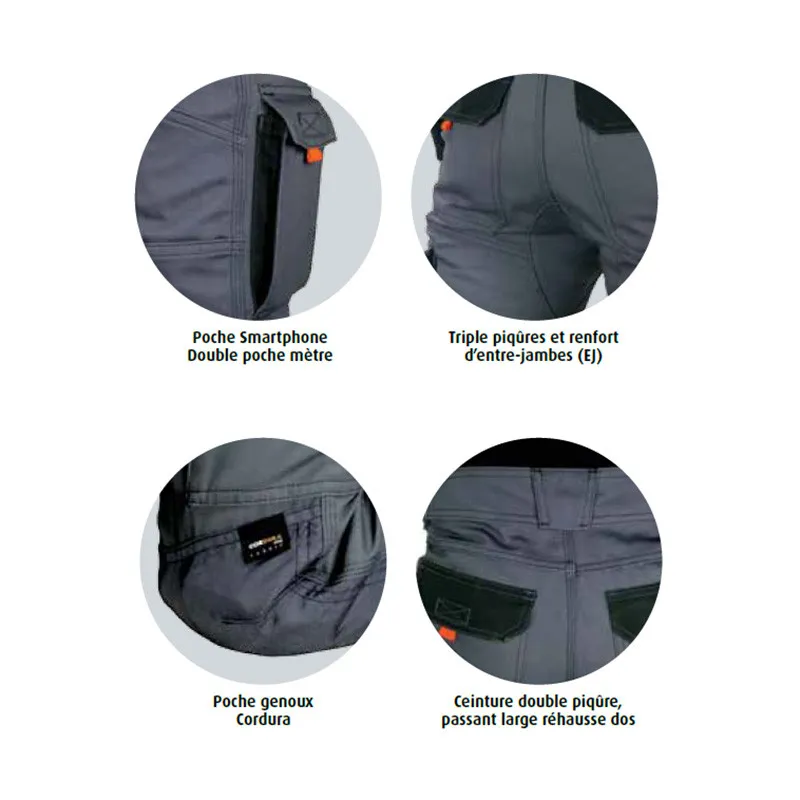 Pantalon de travail BTP canvas PBV FABIAN - TYPHON+ PG